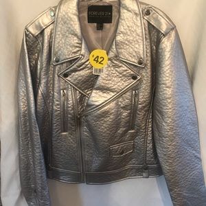 Forever 21 Silver Pleather Jacket $30 NWT